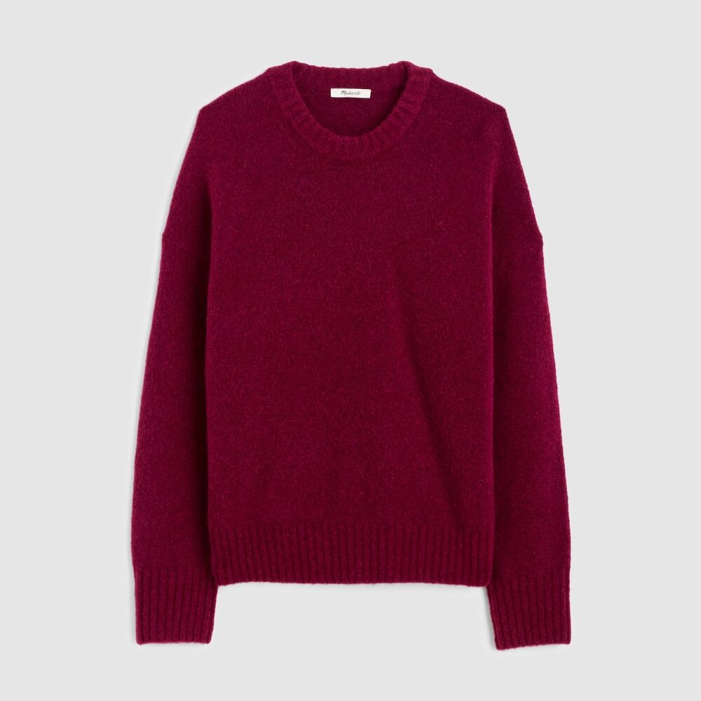 Madewell CloudSoft Drop-Shoulder Crewneck Sweater in Autumn Fuchsia